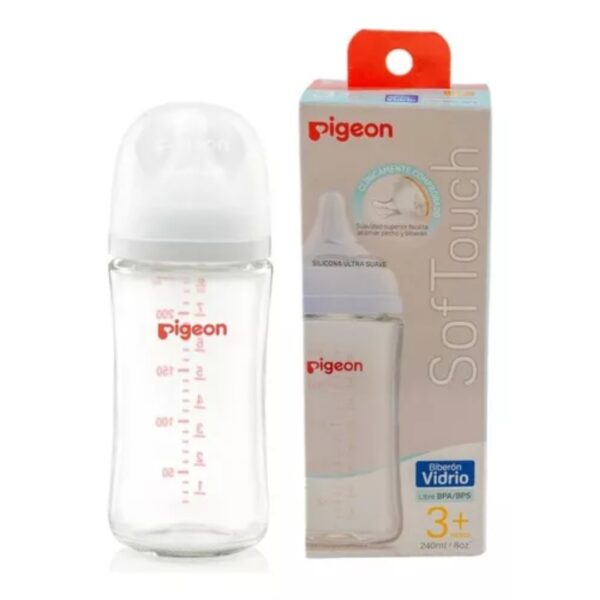 Mamadera Pigeon Soft Touch 240 ml Vidrio M 3m+
