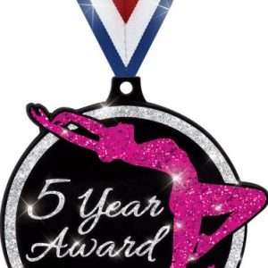 2 1/2" Glitter Dance 5 Year Medal