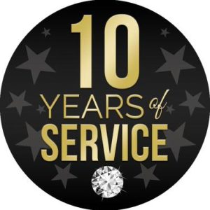 10 Years Of Service With Stars Mylar