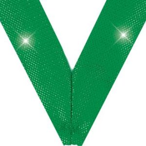 7/8" x 30" Green Metallic Neck Ribbon