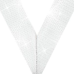 7/8" x 30" White Metallic Neck Ribbon