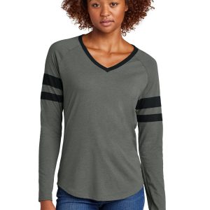 Sport-Tek® Women's Halftime Stripe Long Sleeve V-Neck Tee LST6043