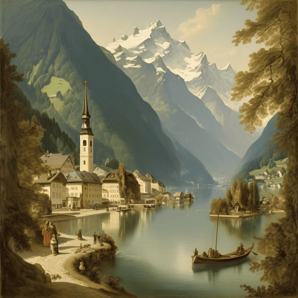 View of Zell am See in Salzkammergut – Theodor Leopold Weller