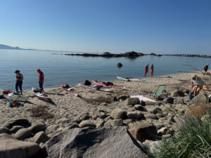 Kajakker på sandstrand