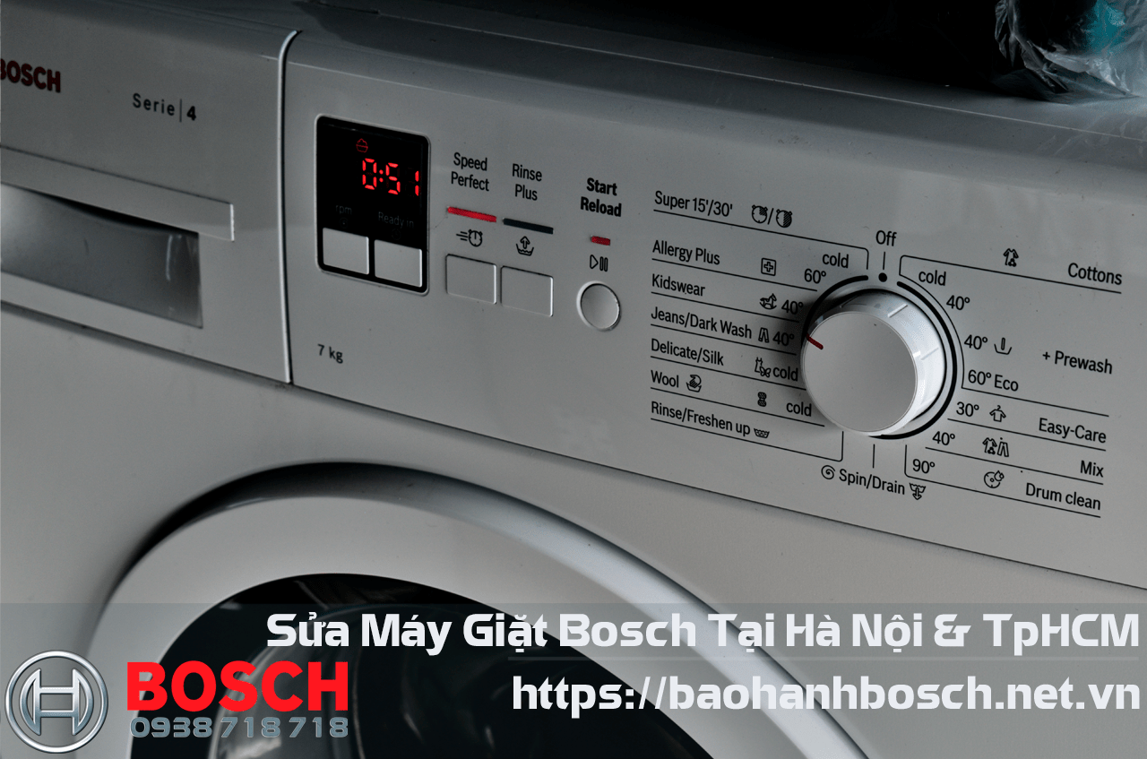 Ảnh mô tả máy giặt Bosch được bảo hành tại Hà Nội và TP.HCM, thiết kế hiện đại, dễ sử dụng, với nhiều chế độ giặt phù hợp, đảm bảo hiệu quả và bền bỉ theo tiêu chuẩn Bosch.