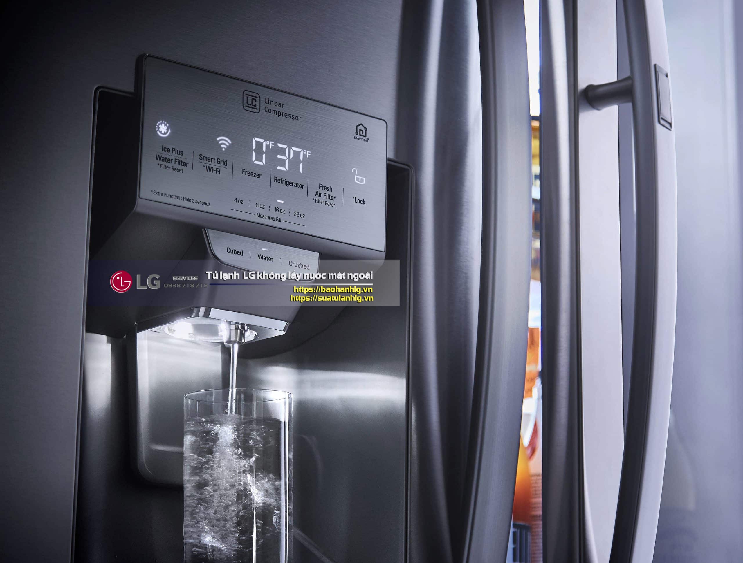 Lược bỏ nước ngoài từ tủ lạnh LG không lấy nước ngoài trời, hình ảnh thiết bị gia dụng hiện đại, chính hãng Bosch bảo hành, dịch vụ sửa chữa, bảo trì uy tín tại Việt Nam.