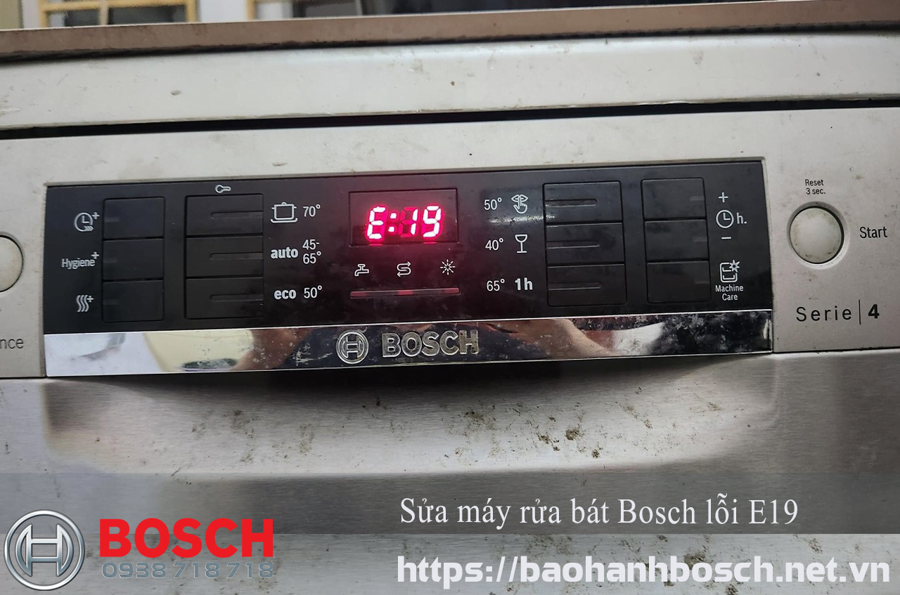 Lau máy rửa bát Bosch lỗi E19, dịch vụ sửa chữa chuyên nghiệp tại bảo hành Bosch, khắc phục lỗi E19 nhanh chóng, đảm bảo hoạt động ổn định cho thiết bị của bạn.