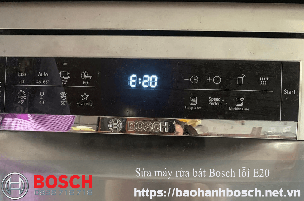 Lỗi máy rửa bát Bosch E20, sửa máy rửa bát Bosch, bảo hành Bosch chính hãng, dịch vụ sửa chữa chuyên nghiệp. Địa chỉ uy tín cung cấp linh kiện và bảo trì máy rửa bát Bosch tại Việt Nam.