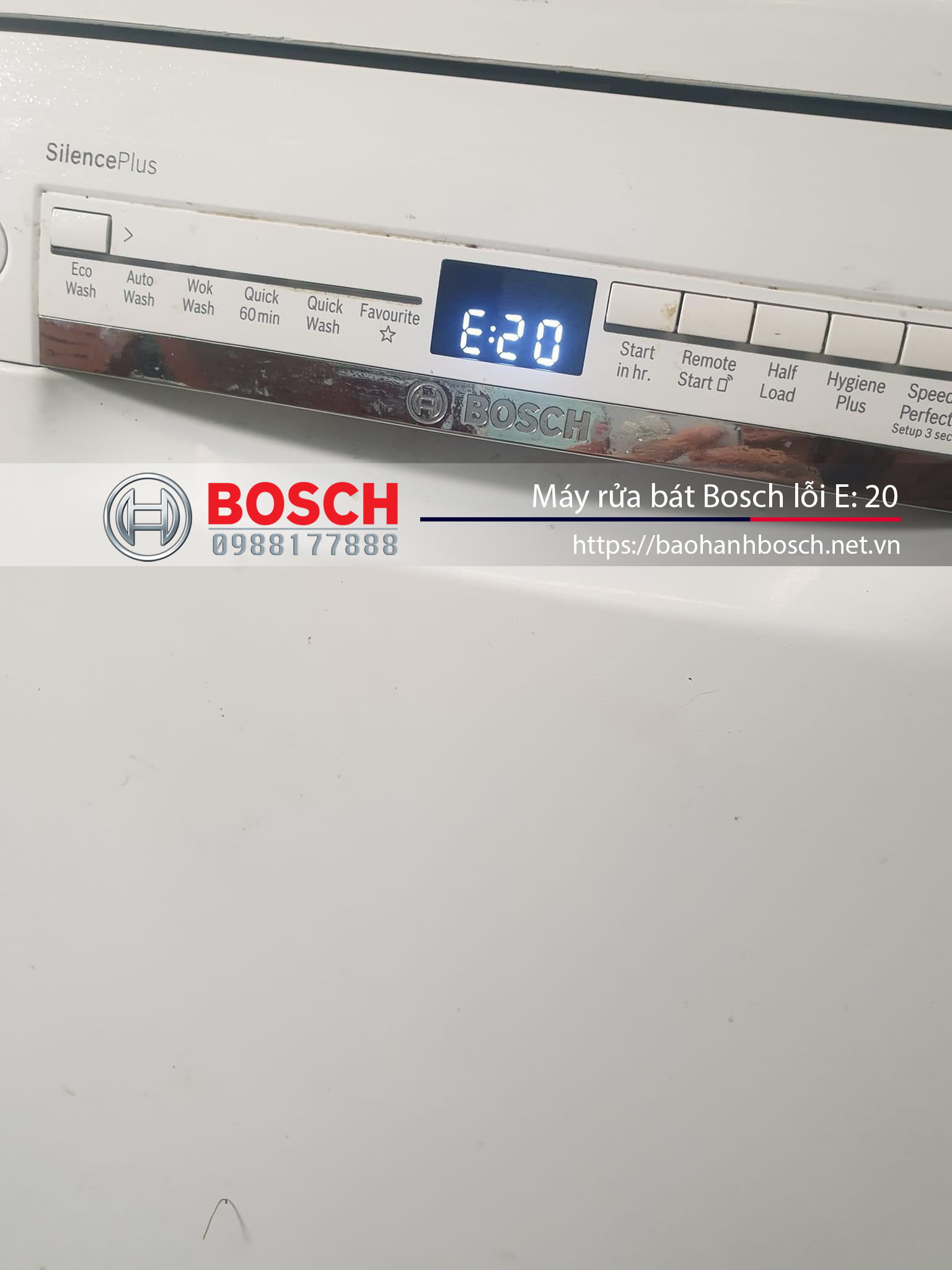 Chẩn đoán lỗi E: 20 của máy rửa bát Bosch, dịch vụ bảo hành và sửa chữa chính hãng tại https://baohanhbosch.net.vn. Tư vấn kỹ thuật và linh kiện thay thế phù hợp.