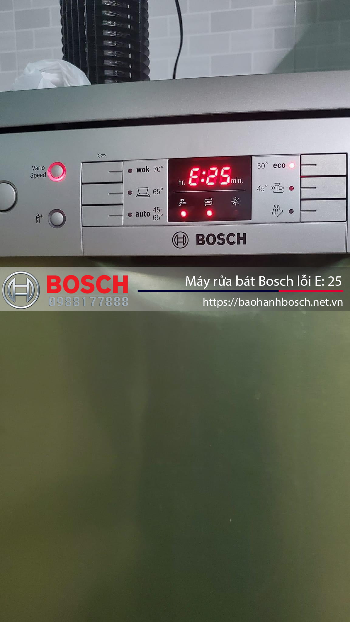 Bảo hành máy rửa bát Bosch, dịch vụ sửa chữa lỗi E: 25, bảo hành chính hãng Bosch tại Việt Nam.