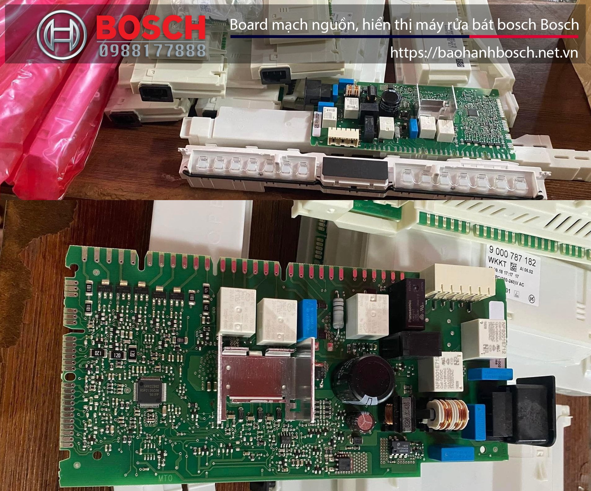 Linh kiện bo mạch nguồn dành cho máy rửa bát Bosch, phù hợp thay thế, bảo hành chính hãng Bosch.