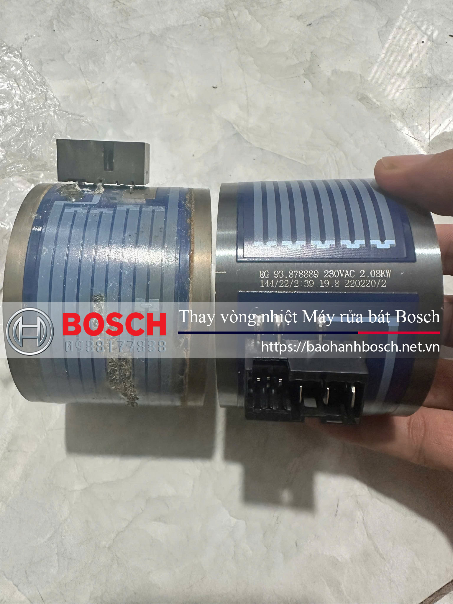 Phân loại và thay vòng nhiệt máy rửa bát Bosch chính hãng tại trung tâm bảo hành Bosch. Dịch vụ thay thế nhanh chóng, đảm bảo chất lượng và uy tín với linh kiện chính hãng Bosch.