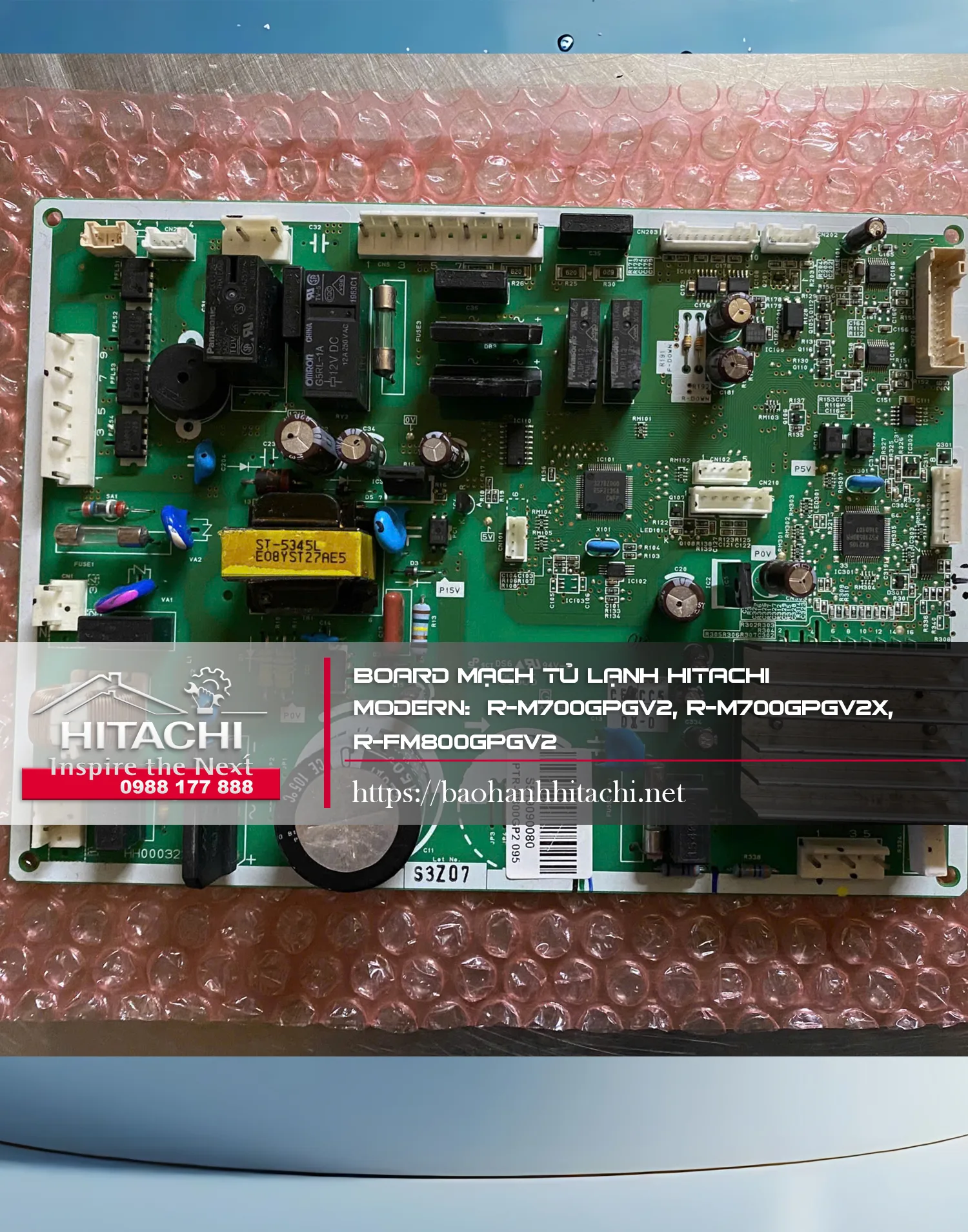 Bo mạch tủ lạnh Hitachi chính hãng, linh kiện điện tử, bảo hành Hitachi liên hệ 0988 177 888 / 024 3999 8888, sửa chữa và thay thế linh kiện tủ lạnh Hitachi chất lượng cao.