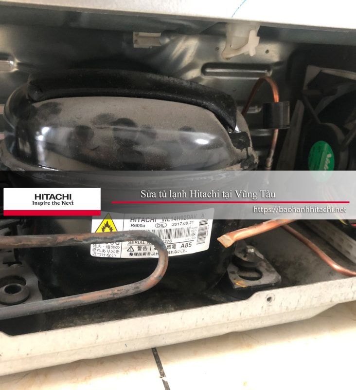 Máy nén gas điều hòa Hitachi trong máy lạnh công nghiệp, hình ảnh chi tiết và chính xác, phụ kiện và hệ thống làm lạnh Hitachi, dịch vụ sửa tủ lạnh Hitachi tại Vũng Tàu, hotline 0988 177 888 / 024 3999 8888.