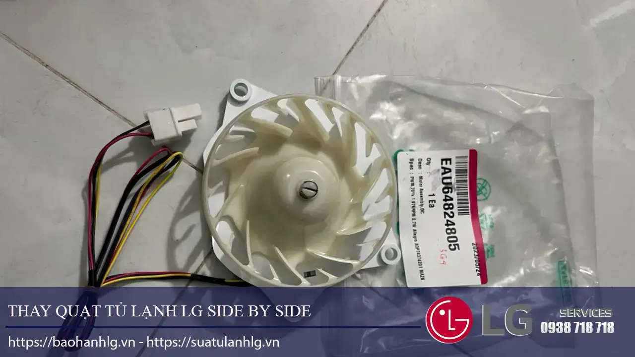 Replacement LG Side-by-Side Refrigerator Fan Motor for cooling system repair. Compatible with LG models, ensures optimal appliance performance and efficient cooling. Properly packaged and tested.