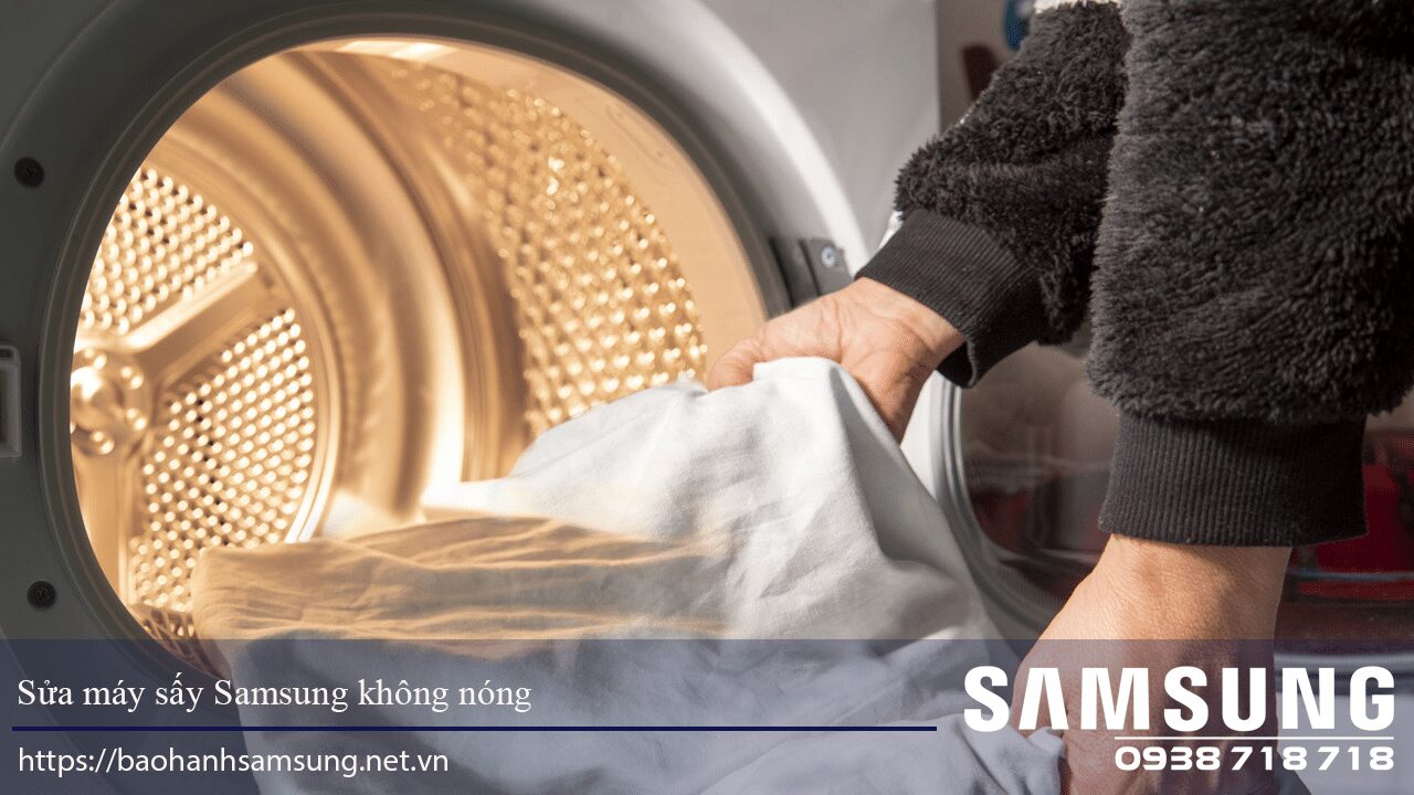 Clothes being dried in a Samsung dryer with heat malfunction, showcasing Samsung appliance repair services in Vietnam.