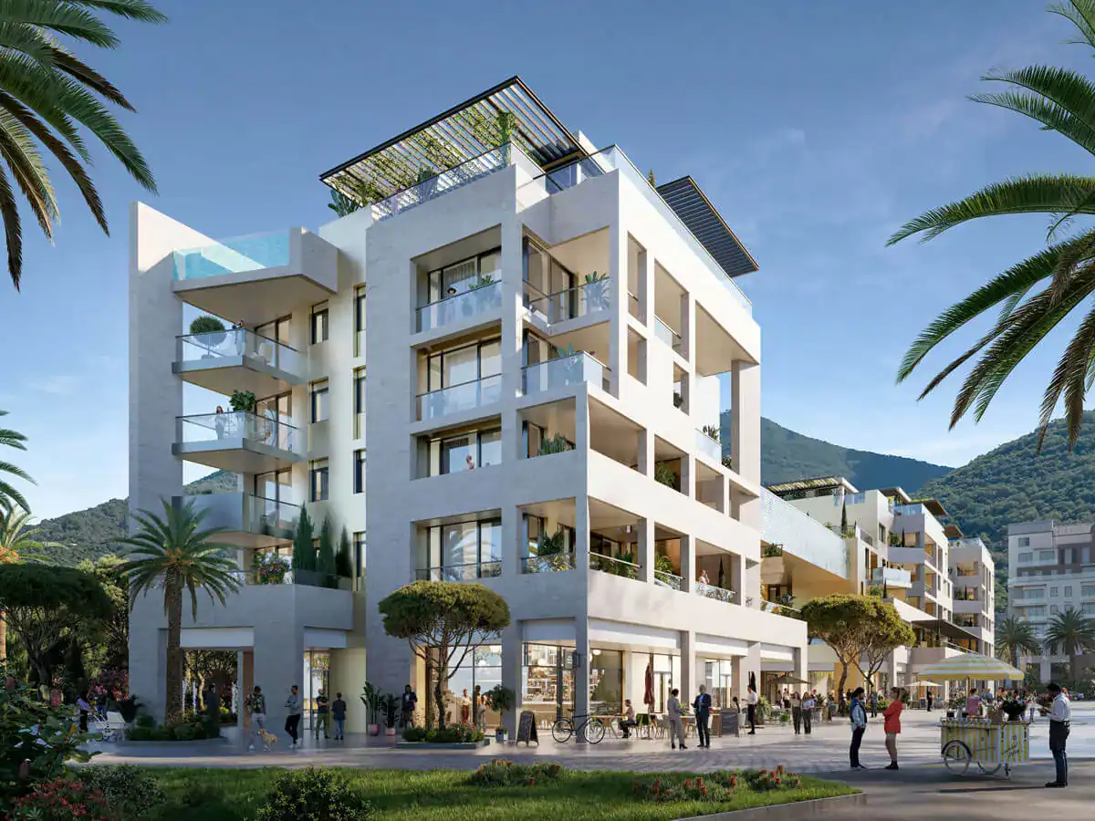 Modern waterfront apartments in Tivat, Montenegro by Barok Estates International. Elegant design wit.