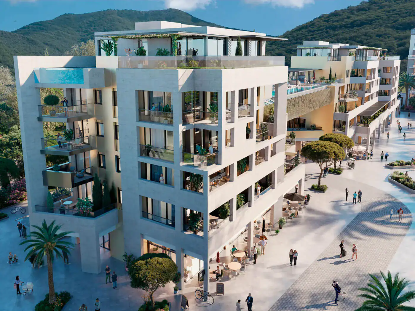 Modern waterfront apartments in Tivat with stunning sea views and luxurious amenities.