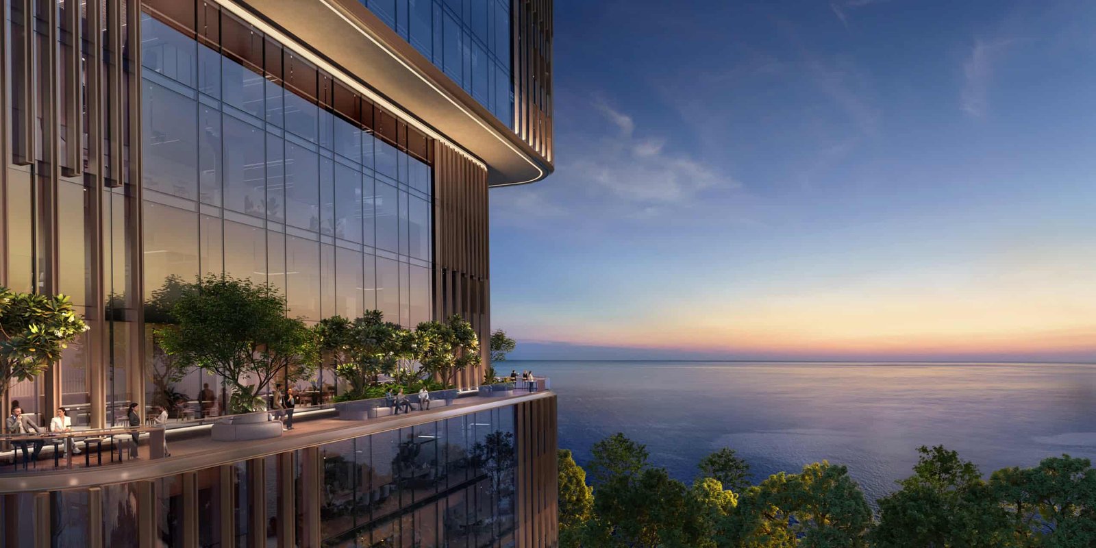 Elegant waterfront office tower with panoramic sea views at 31 Above, Dubai’s premier Grade A commer.