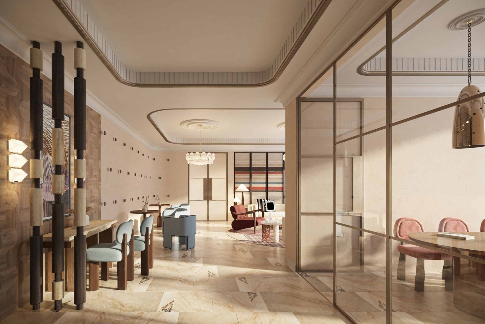 Elegant interior of Le Château waterfront residences in Dubai, showcasing sophisticated design and p.