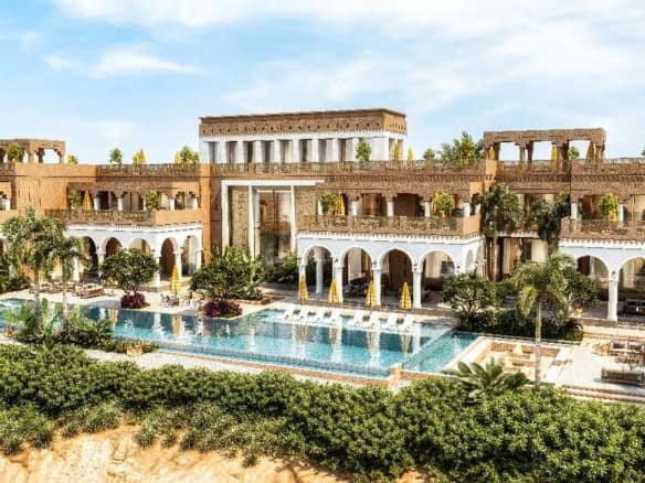 Elegant Rayana Mansions at Wadi Safar, Riyadh with lush gardens and luxurious amenities.