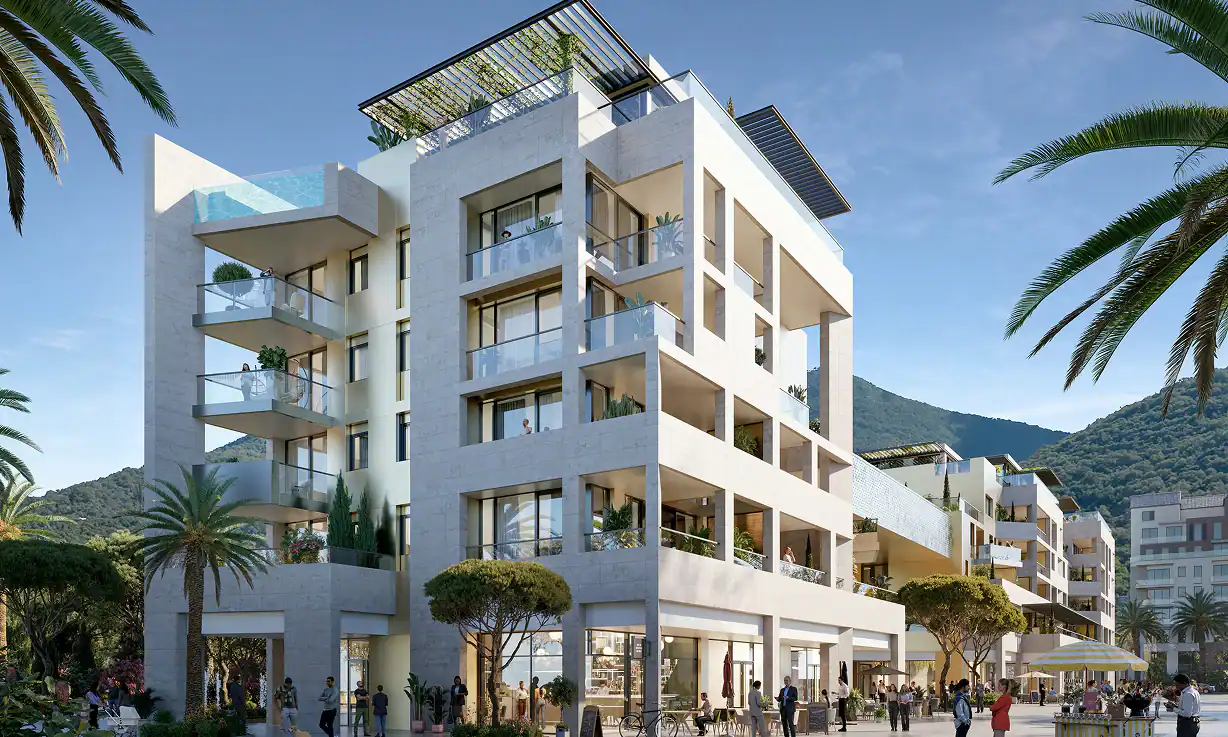 Modern waterfront residences in Tivat, Montenegro by Barok Estates International. Elegant design, st.