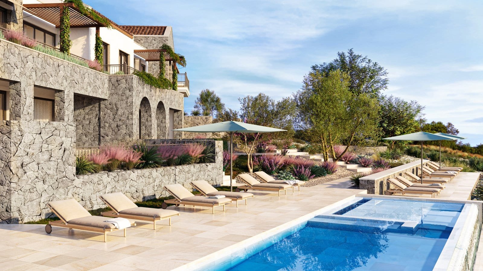 Modern luxury golf apartments with sea views in Montenegro.