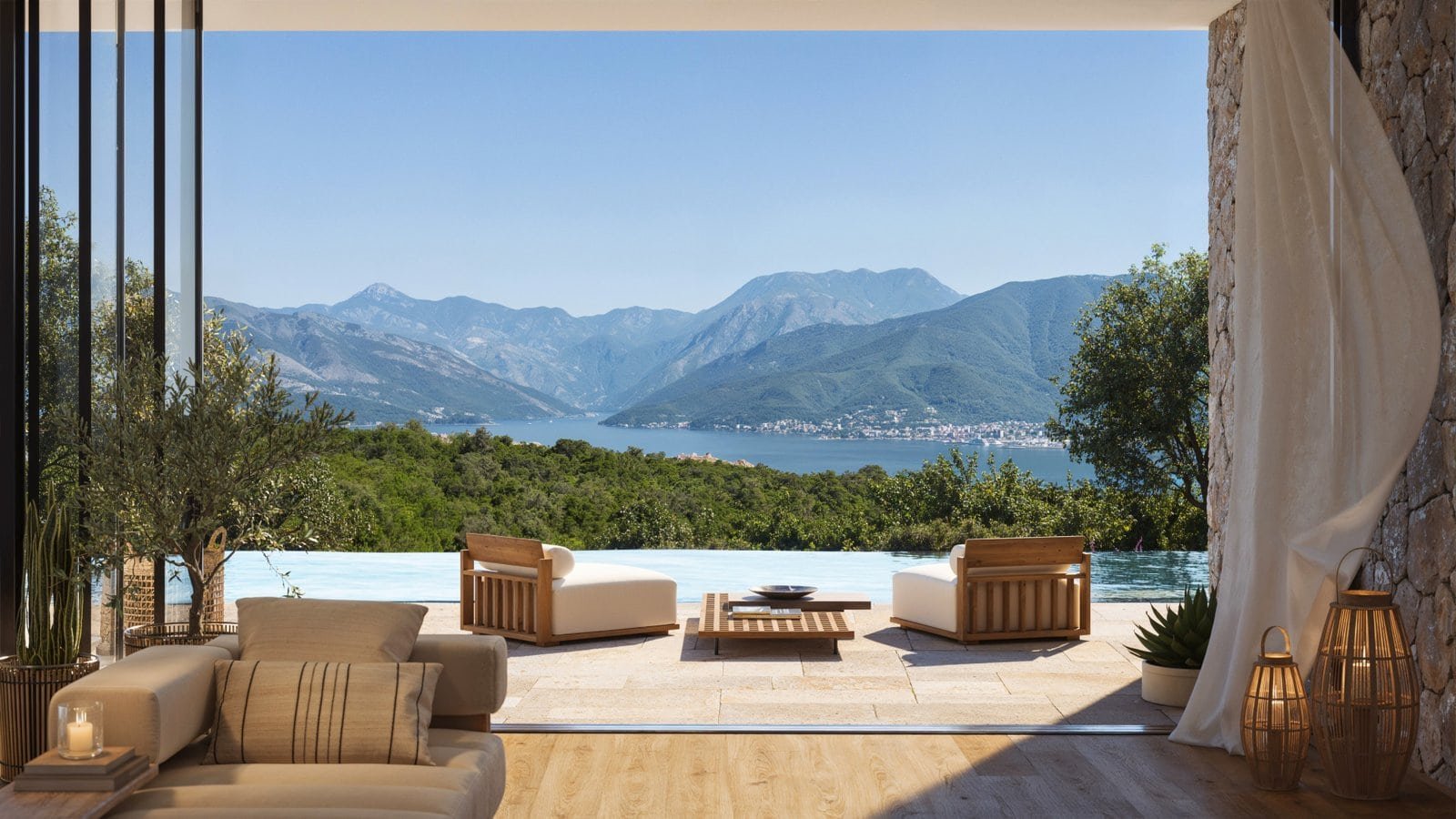 Luxury villa Montenegro with stunning Adriatic Sea views and modern outdoor living space.