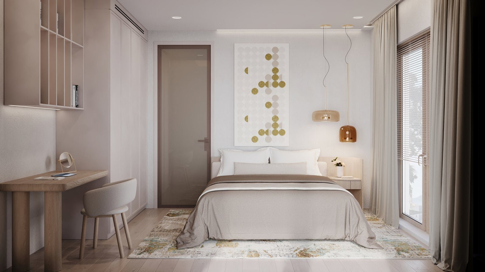 Elegant bedroom at Boka Verde Tivat, Porto Montenegro luxury residences.