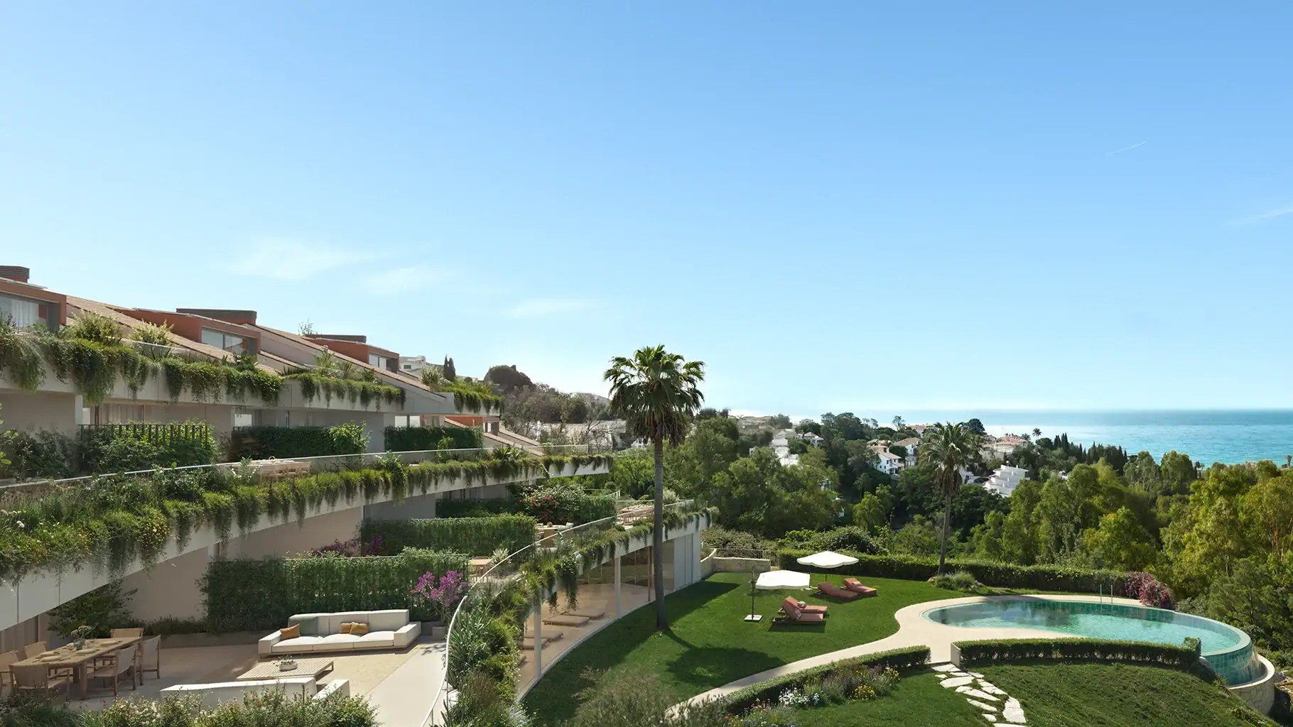 Modern luxury apartments with panoramic sea views in Benalmádena, Spain.