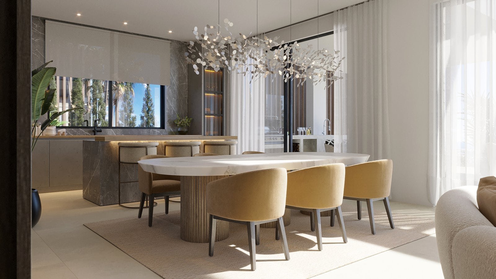 Elegant dining room in Ocyan Luxury Villas on Costa del Sol.