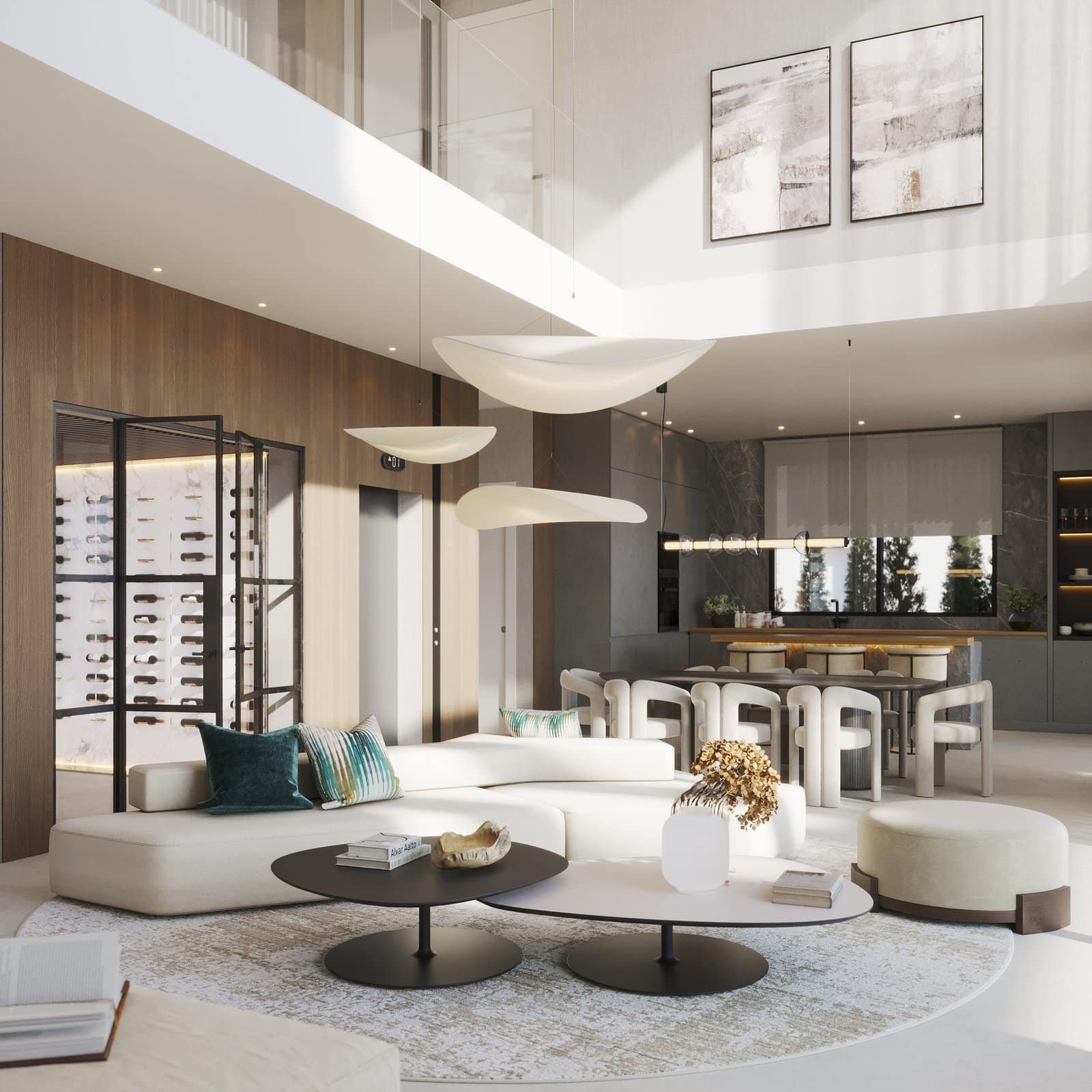 Elegant living room featuring modern furniture and stylish decor at Ocyan Luxury Villas, Golden Mile.