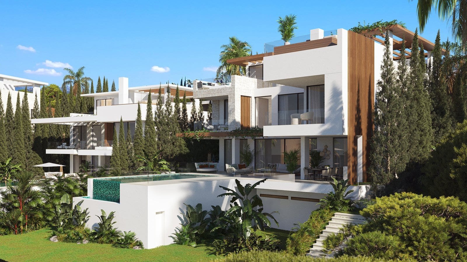 Modern luxury villas on the Golden Mile, Estepona, Costa del Sol.