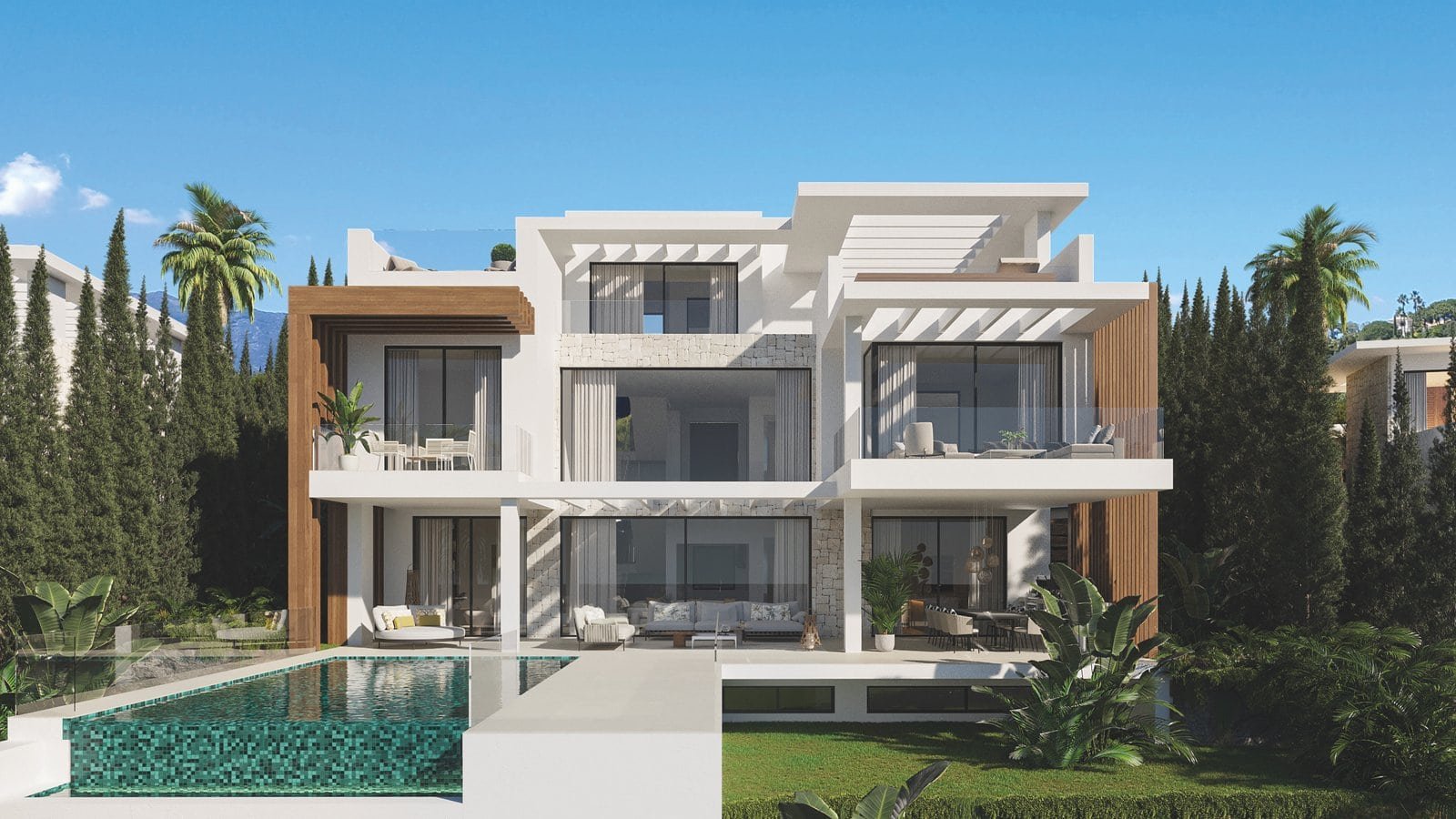 Modern luxury villa with spacious terraces and private pool in Estepona, Costa del Sol.