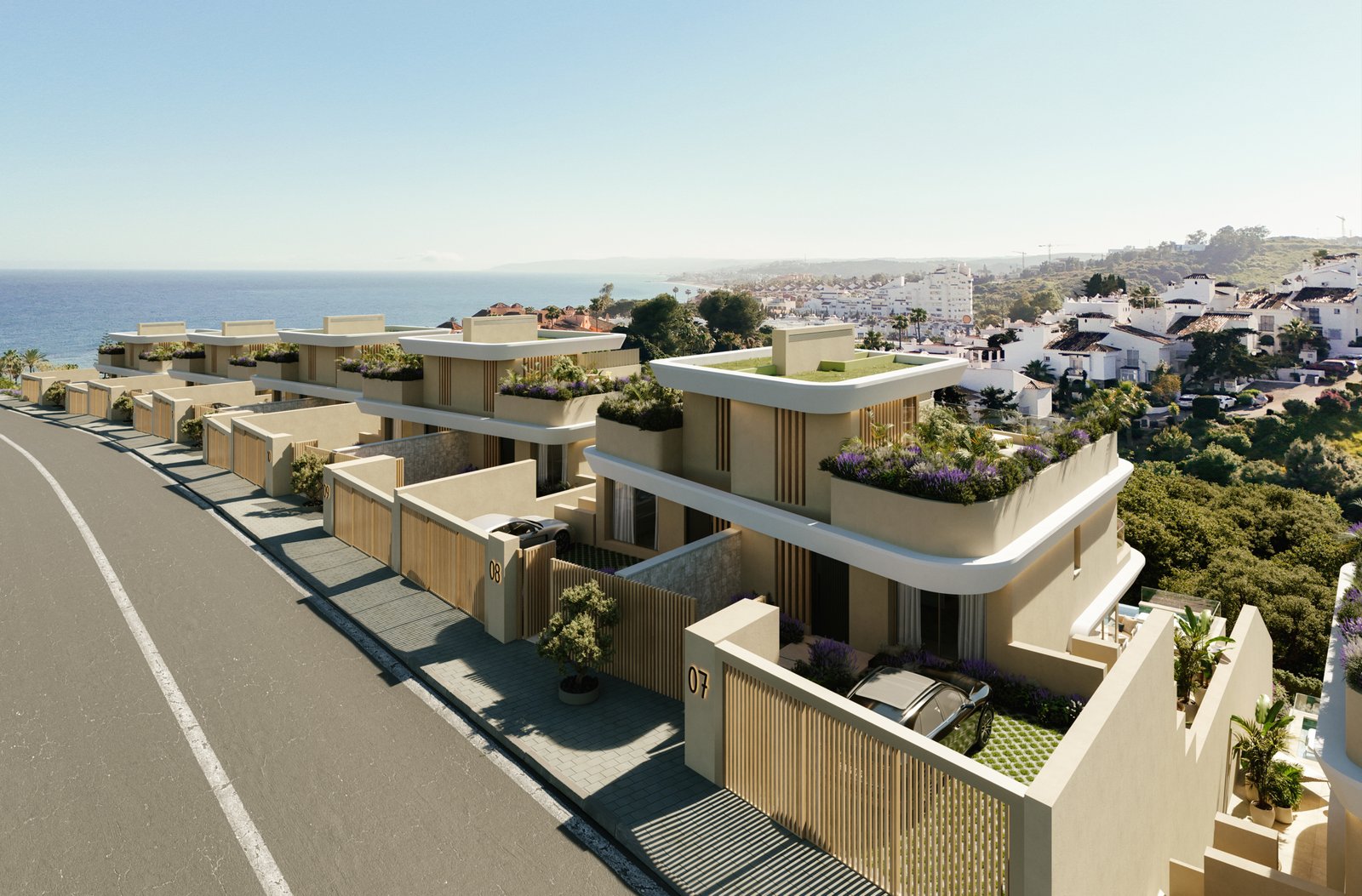 Luxury homes in Estepona with stunning ocean views and contemporary design.
