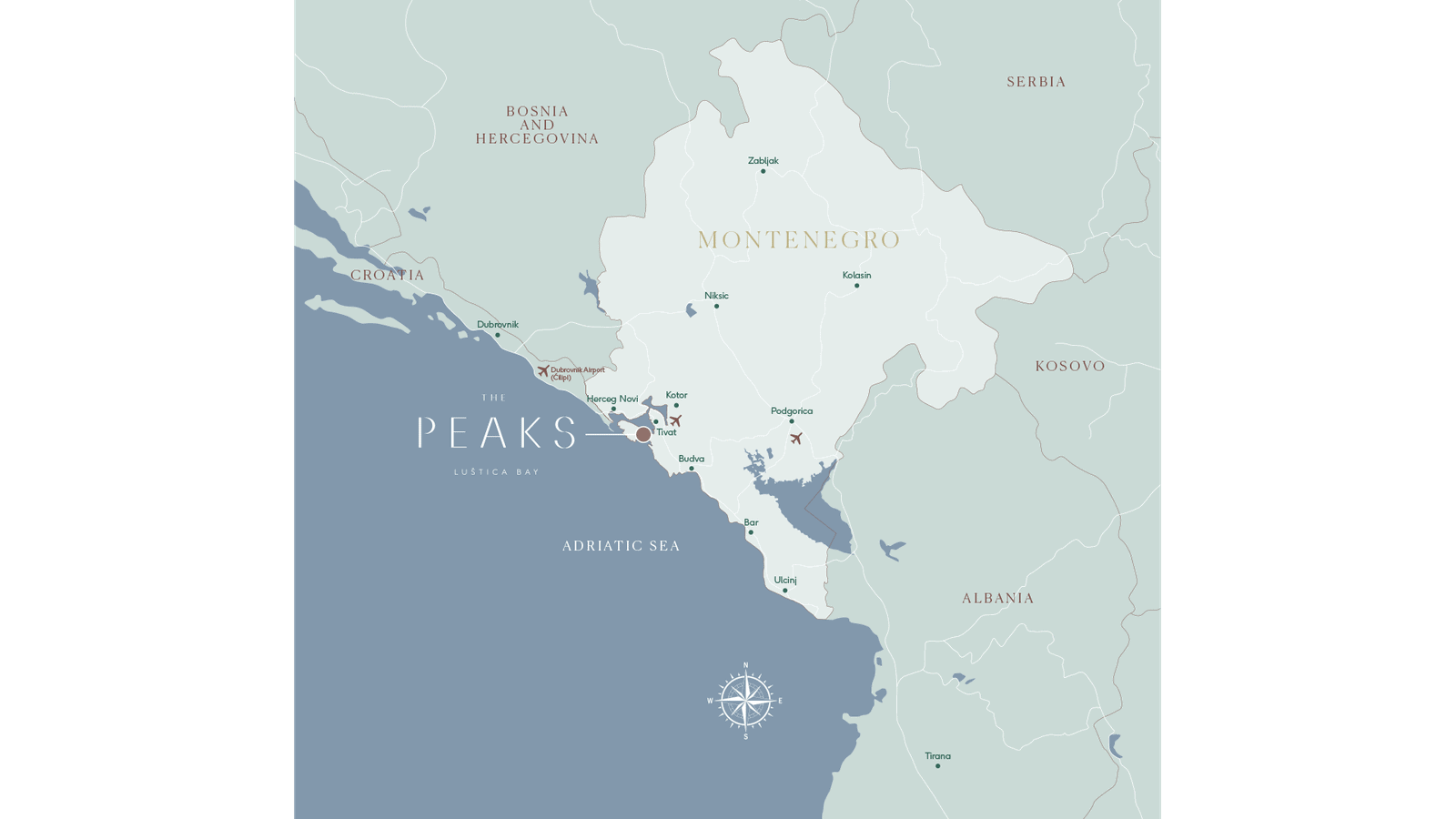 The Peaks site map Lustica Bay