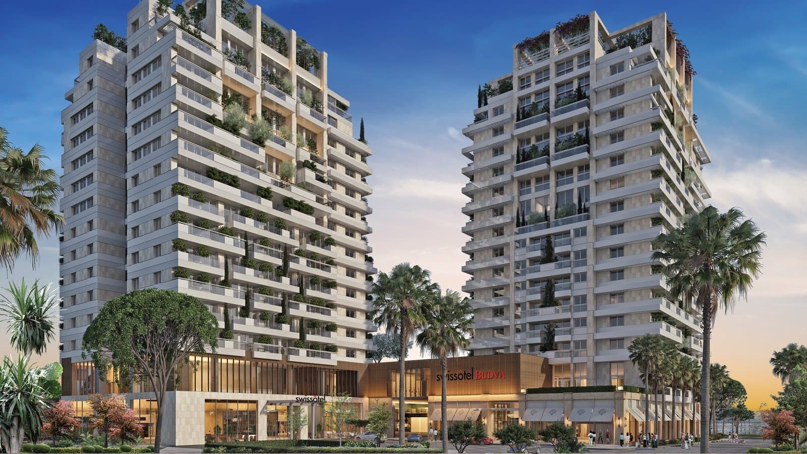 Luxury residential towers with contemporary design and spacious balconies in Miami.