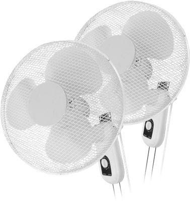 Two electric handheld fans at Bayton Horticulture Centre, perfect for outdoor gardening and plant care.