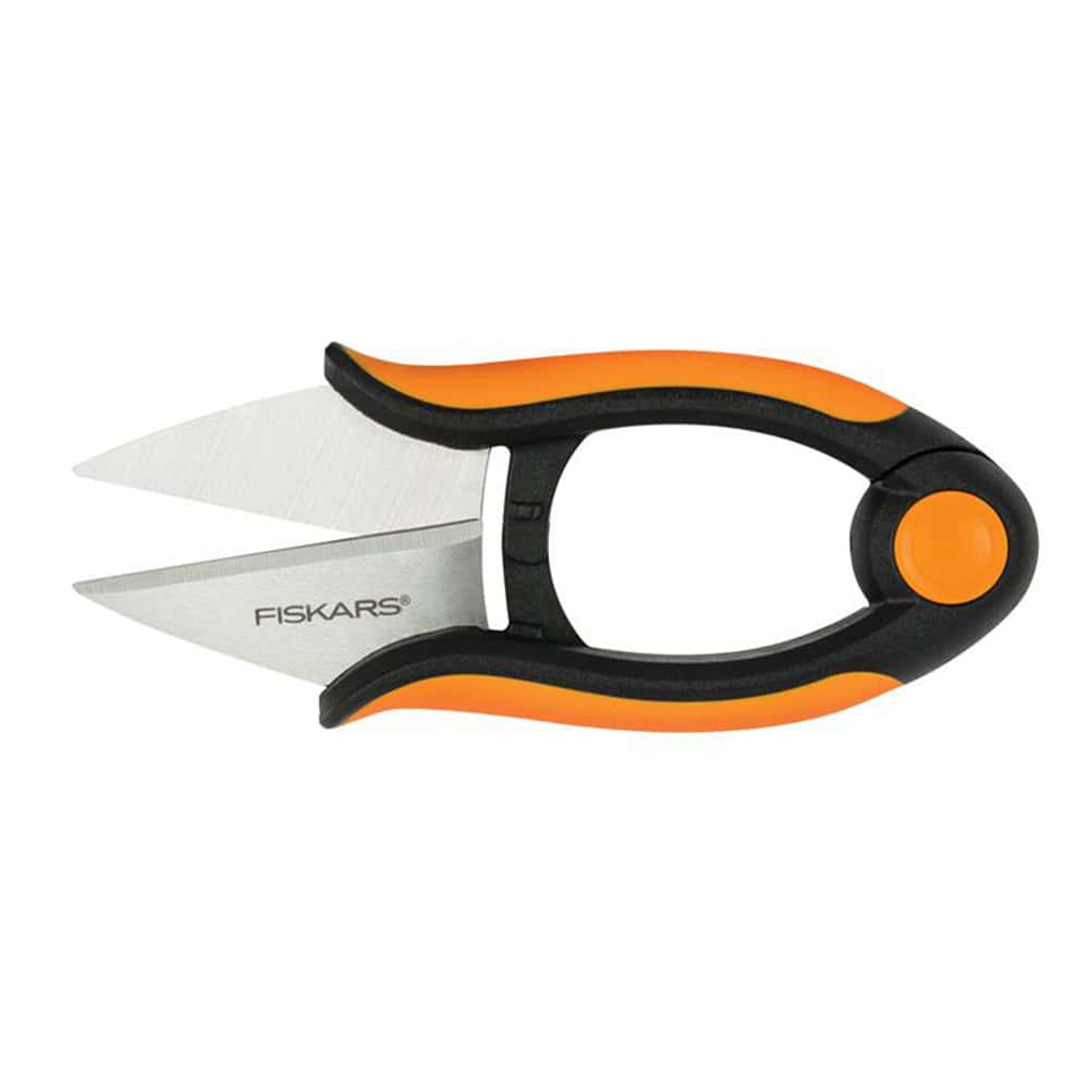 Fiskars gardening scissors for pruning and cutting plants, ergonomic design.