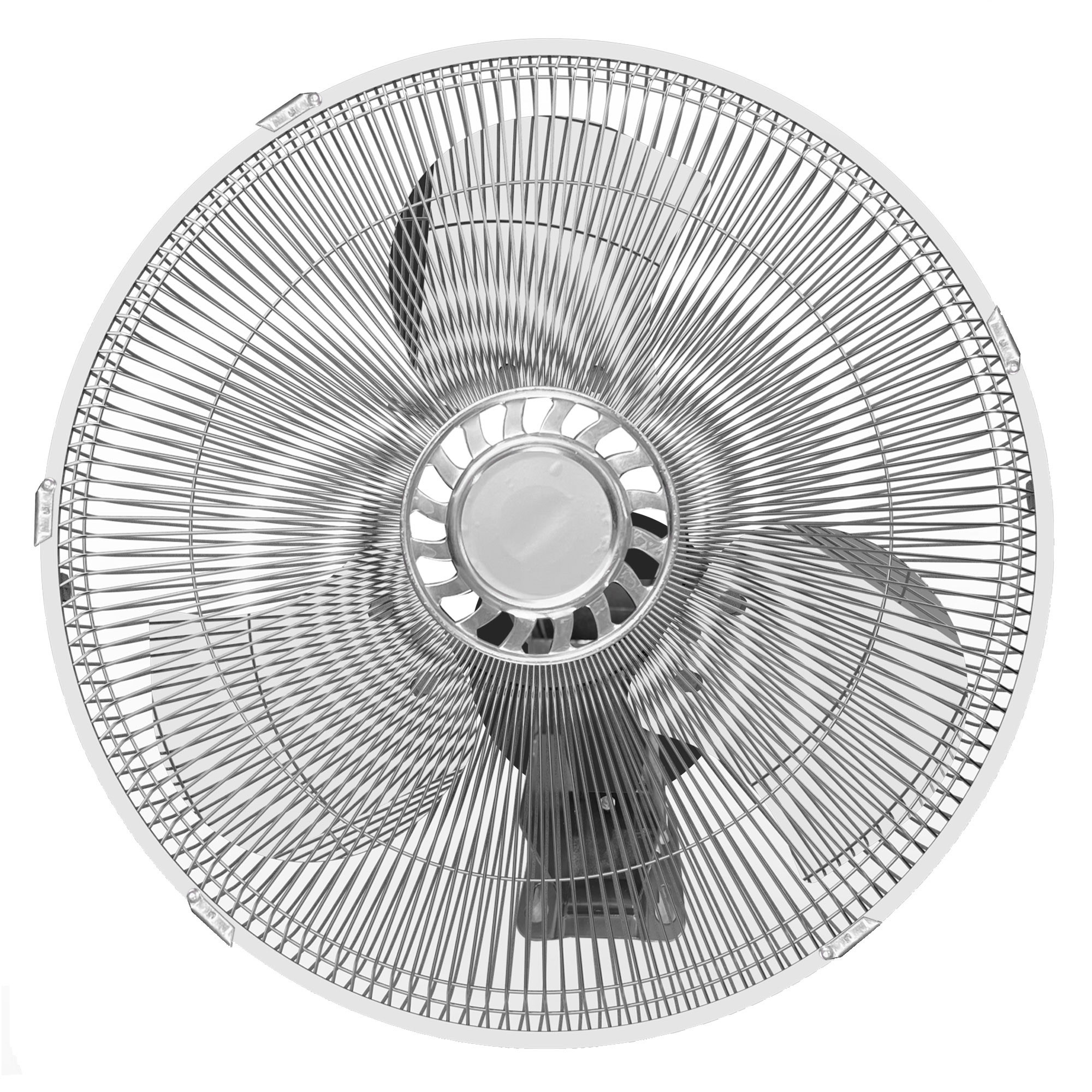 Metal industrial fan for horticulture centre ventilation system.