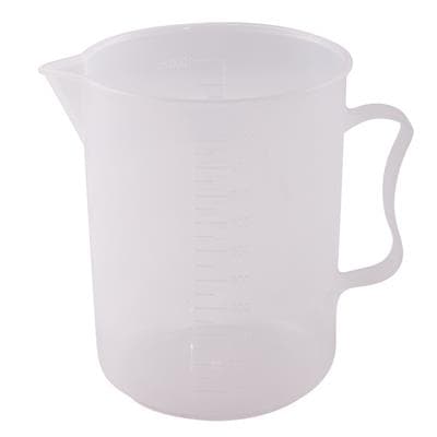 Clear plastic measuring jug for gardening and horticulture use.