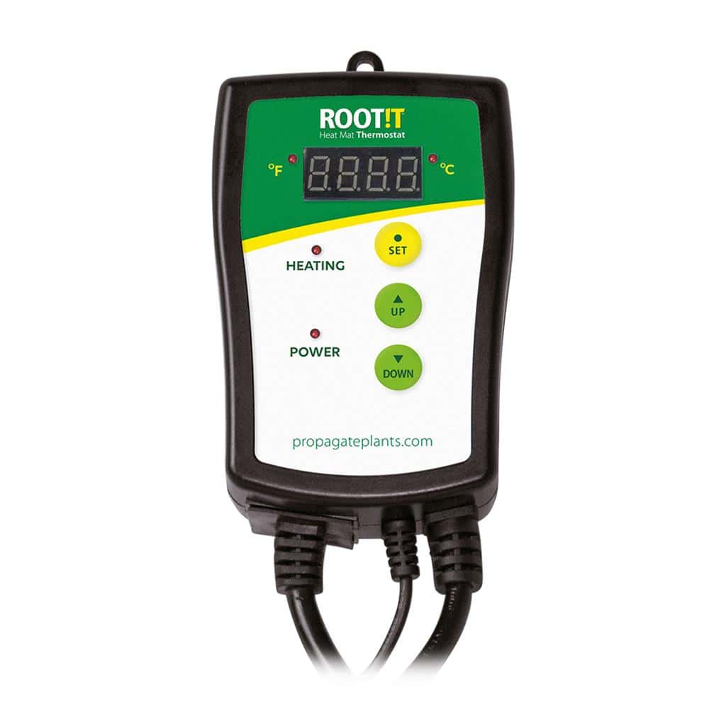 Digital heat mat thermostat for horticulture greenhouse plant propagation.