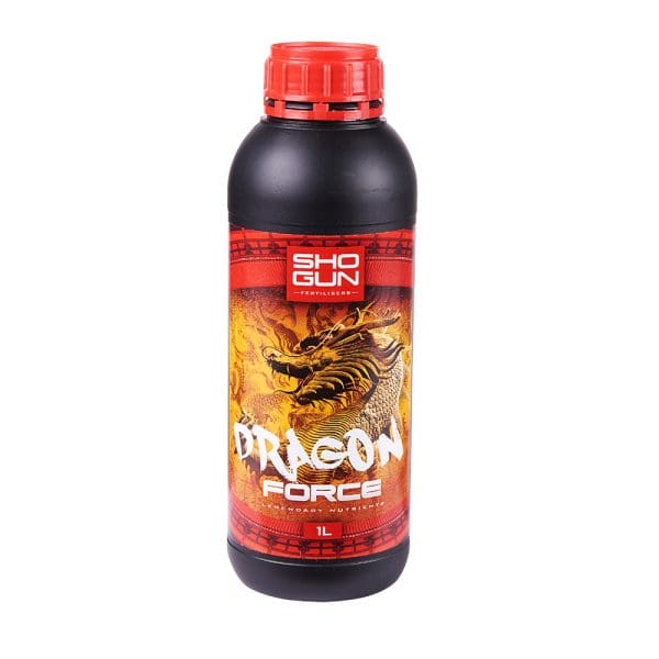 Vegan fertilizer bottle with dragon logo for plant growth.