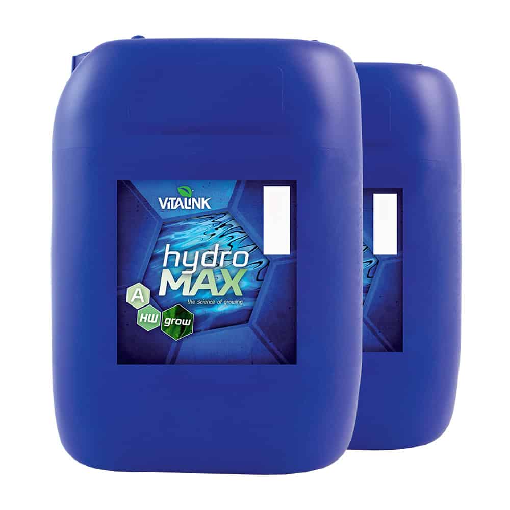 Hydro MAX plant fertiliser containers for healthy garden growth.
