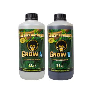 Monkey nutrients fertiliser bottles for vegetable growth at Bayton Horticulture Centre.
