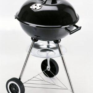 Charcoal barbecue grill for outdoor cooking and gardening events.