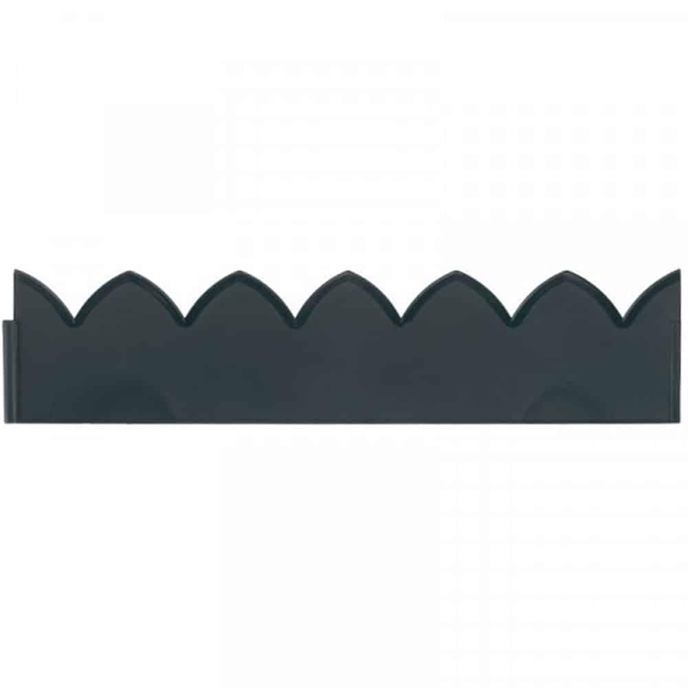 Black garden edging with scalloped design for landscaping at Bayton Horticulture Centre.