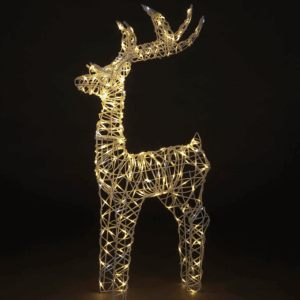 Illuminated reindeer Christmas light decoration for festive outdoor gardens.