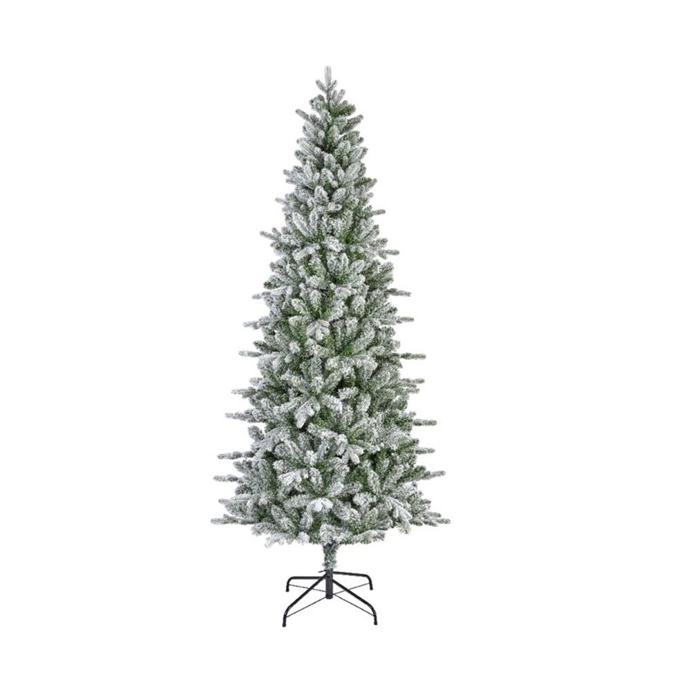Frosted artificial Christmas tree at Bayton Horticulture Centre, perfect for festive garden decoration.