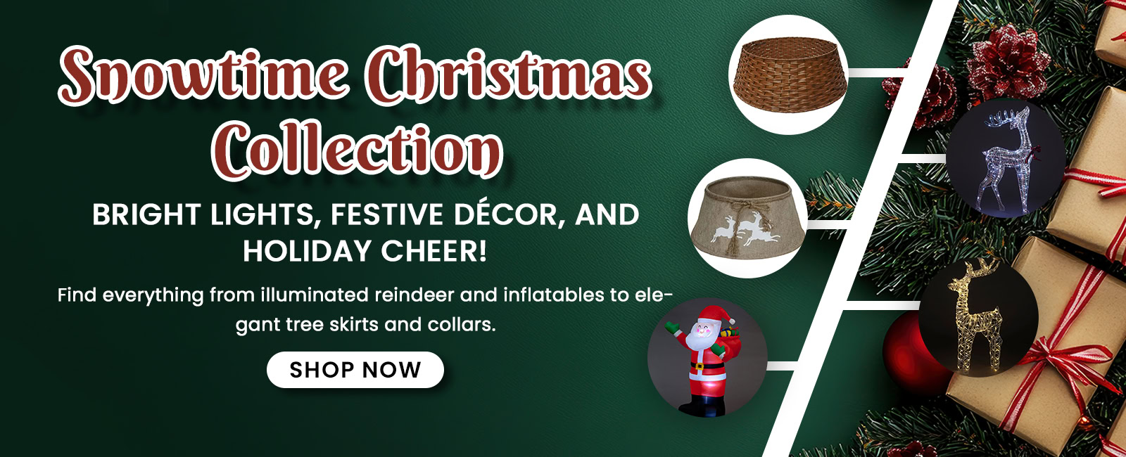 Vibrant Christmas decorations and gifts at Bayton Horticulture Centre for holiday decorating.